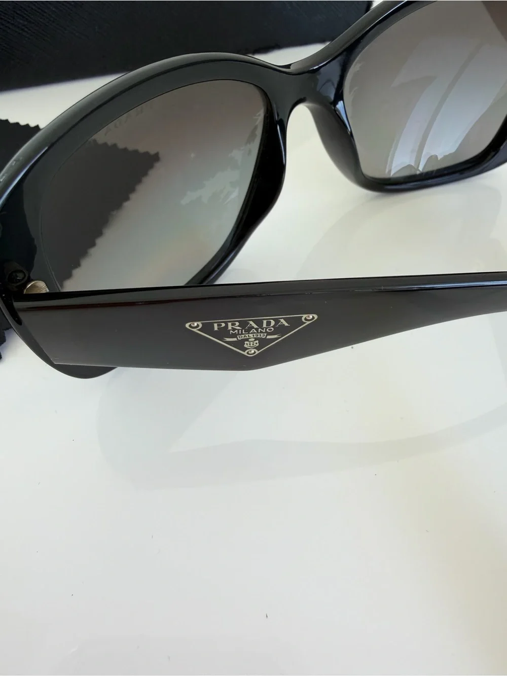 Prada Black Rounded Logo-Temple Sunglasses